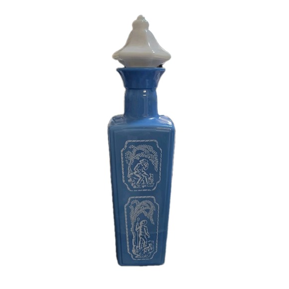 Jim Beam Other - Jim Beam 1965‎ Blue White Decanter Bottle Cork Lid Vintage Barware EUC